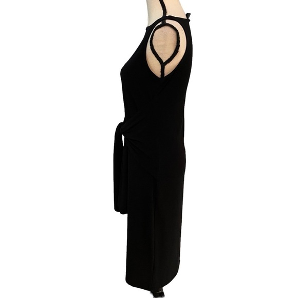 Norma Kamali Tie Waist Little Black Dress Size Medium Cocktail Revolve Jersey - Picture 5 of 15
